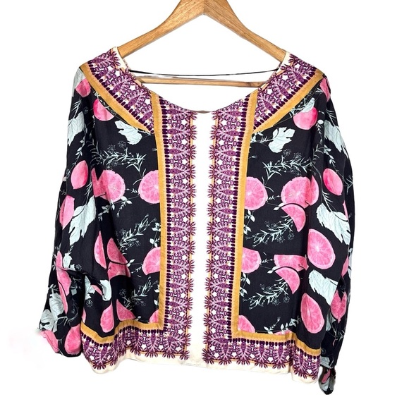 Free People Freshly Squeezed Knit Oversized Blouse Tie Sleeves Button Front XS - Picture 2 of 12